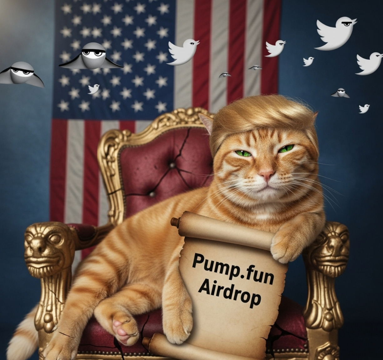 Trump-cat yawning on SCANDALS throne